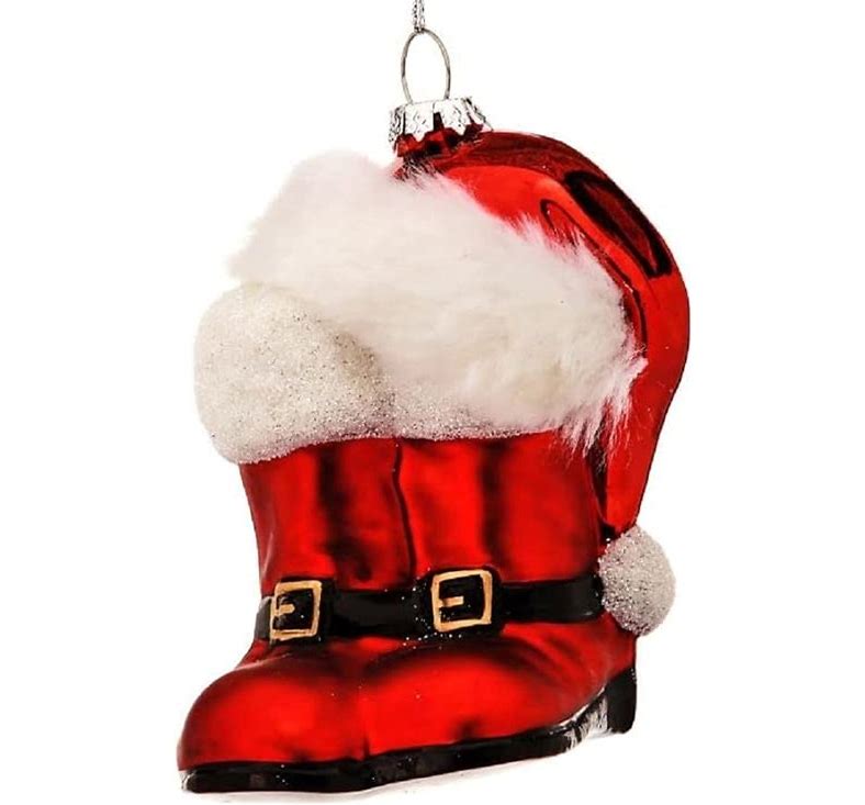 4" Glass Santa Boots & Hat Ornament