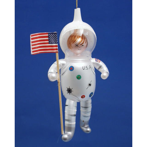 Into Orbit Spaceman Glass Ornament, 6.5"