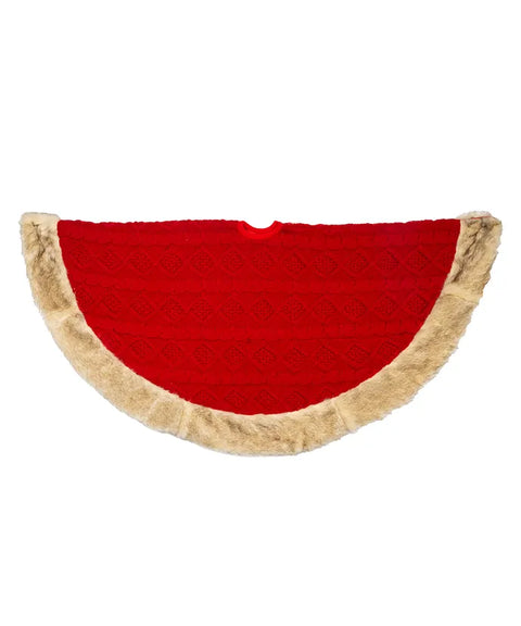 48" Red Cable Knit Tree Skirt