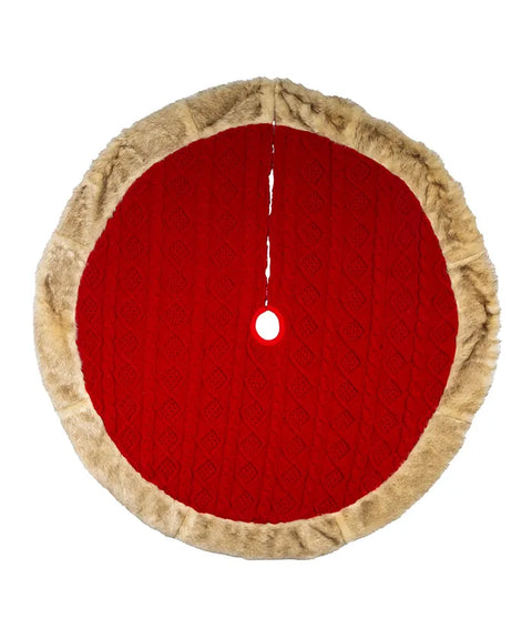 48" Red Cable Knit Tree Skirt