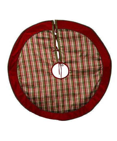 48" Dupion Plaid With Velvet Tree Skirt