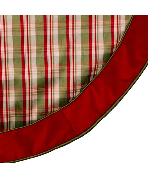 48" Dupion Plaid With Velvet Tree Skirt