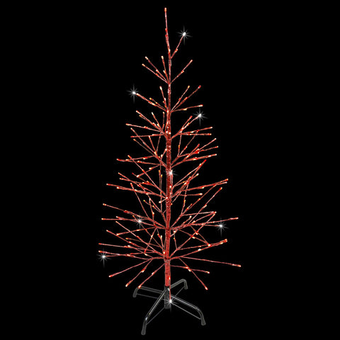 LED 4' Red Twig Tree with Red Tape