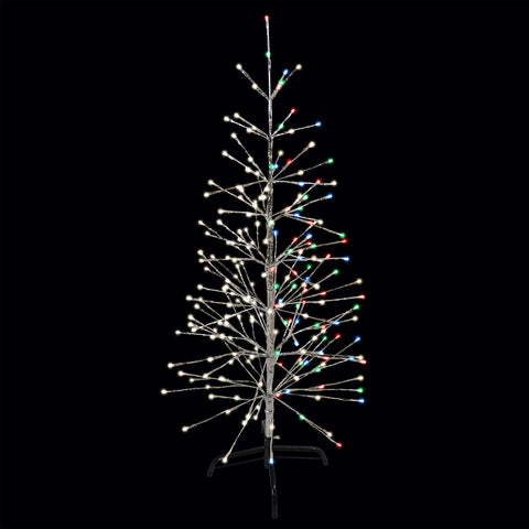 LED 4' Color Changing Warm White/Multicolor Twig Tree with Silver Tape