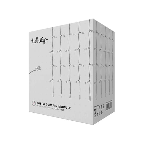 Twinkly Plus Curtain, 10x25 RGBW LEDs, PLC, Clear Wire