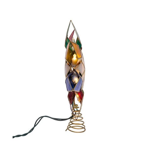 10-Light Multicolor LED Gold Capiz Star Treetop, 9.25"