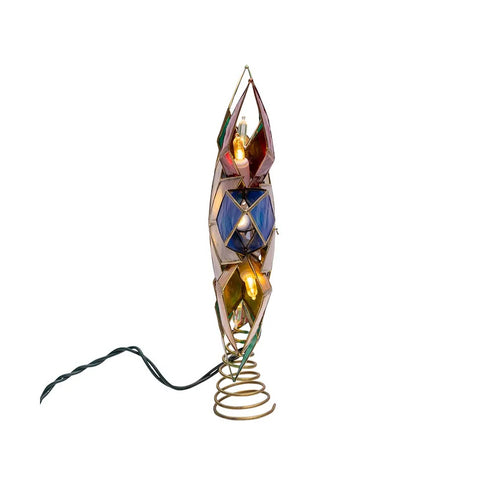 10-Light Multicolor LED Gold Capiz Star Treetop, 9.25"