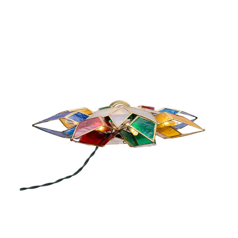 10-Light Multicolor LED Gold Capiz Star Treetop, 9.25"