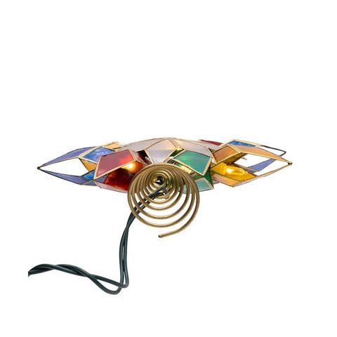10-Light Multicolor LED Gold Capiz Star Treetop, 9.25"