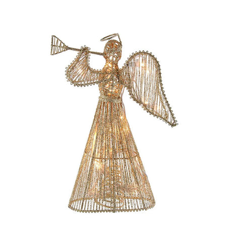 UL 20-Light Gold Glittered Angel Treetop, 12"
