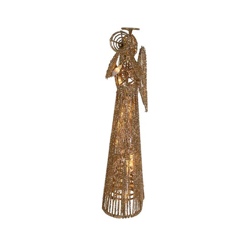 UL 20-Light Gold Glittered Angel Treetop, 12"