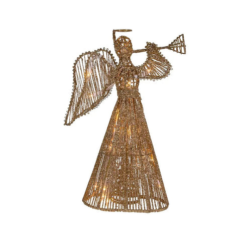 UL 20-Light Gold Glittered Angel Treetop, 12"