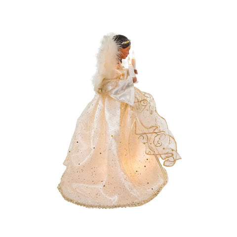 UL 10-Light Ivory & Gold African American Angel Treetop, 12"