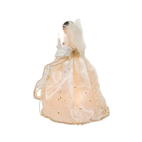 UL 10-Light Ivory & Gold African American Angel Treetop, 12"