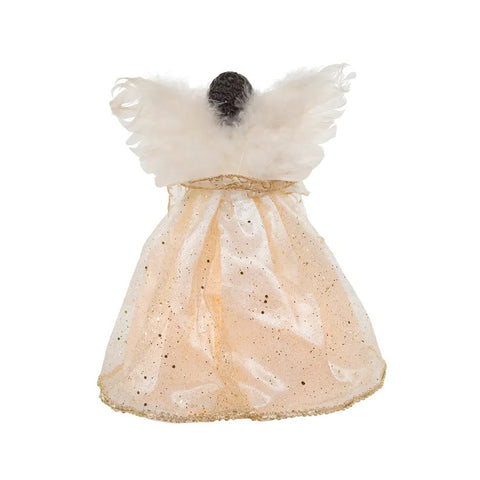 UL 10-Light Ivory & Gold African American Angel Treetop, 12"