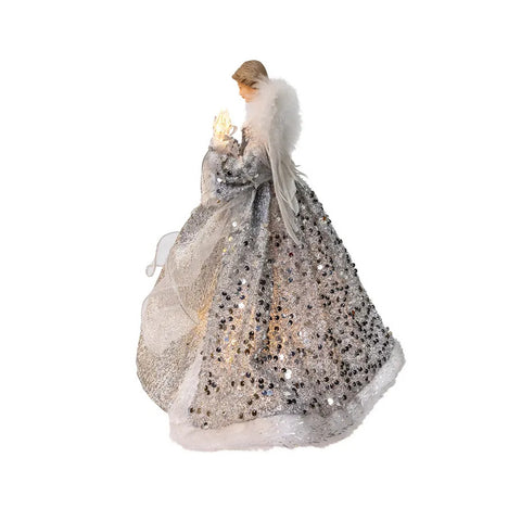 UL 10-Light Silver & Ivory Angel Treetop, 14"