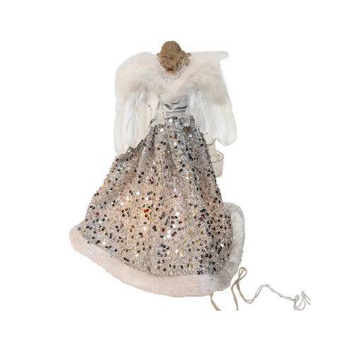 UL 10-Light Silver & Ivory Angel Treetop, 14"