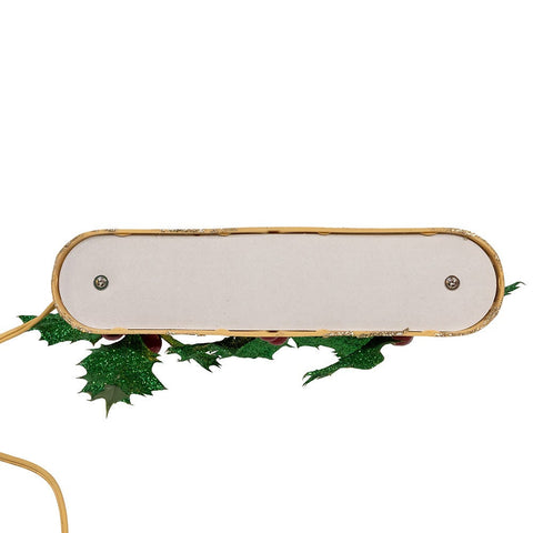 Holly Berry & Greenery With Gold Base Three Bubble Light Table Piece, 6.9"