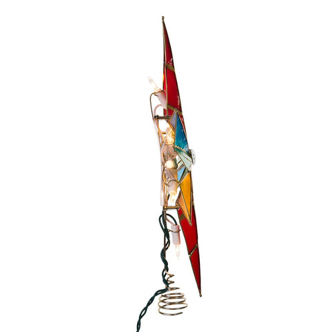 UL 10L Capiz Multicolored Bethlehem Star With Gem Center Treetop, 12"