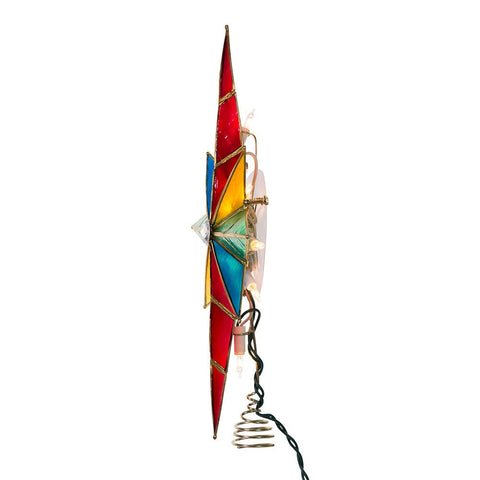 UL 10L Capiz Multicolored Bethlehem Star With Gem Center Treetop, 12"