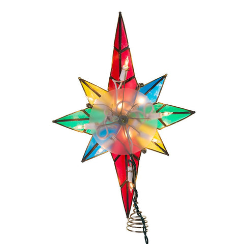 UL 10L Capiz Multicolored Bethlehem Star With Gem Center Treetop, 12"