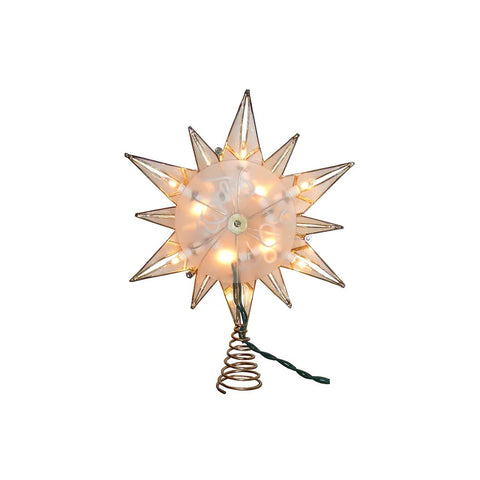 UL 10-Light Capiz Star With Center Gem Treetop, 10.24"