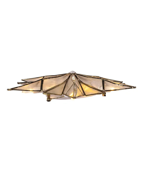 10-Light LED 12-Point Brass Plated Capiz Star With Gem Center Treetop, 10.24“ (UL)