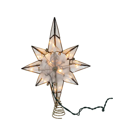 10-Light Gold Glittered Capiz Bethlehem Star Treetop, 11.42" (UL)