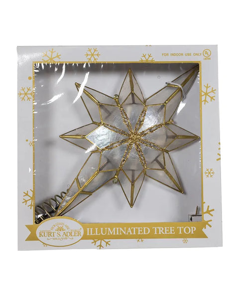 10-Light Gold Glittered Capiz Bethlehem Star Treetop, 11.42" (UL)