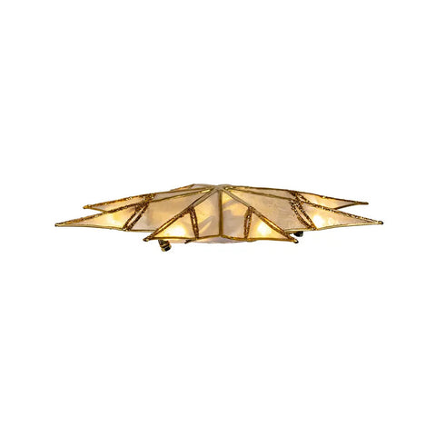 10-Light Gold With Glitter Finish Capiz Star Treetop, 14"