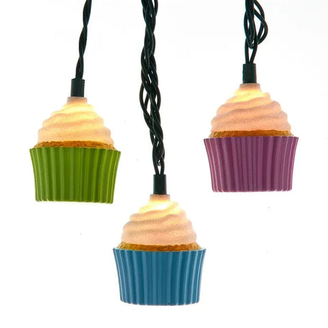 12' UL 10-Light Multicolor Cupcake Light Set With Green Wire