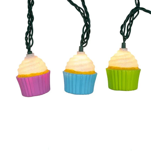 12' UL 10-Light Multicolor Cupcake Light Set With Green Wire