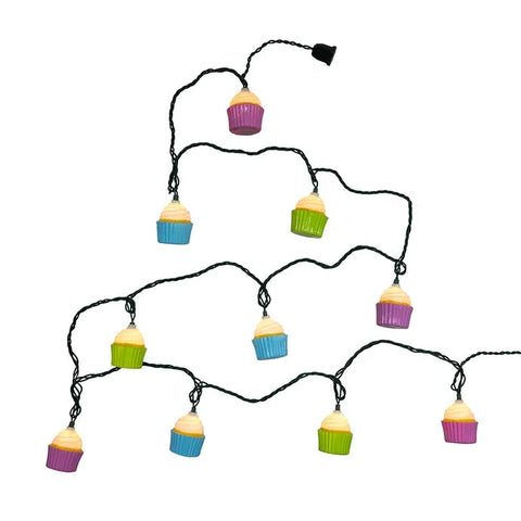 12' UL 10-Light Multicolor Cupcake Light Set With Green Wire