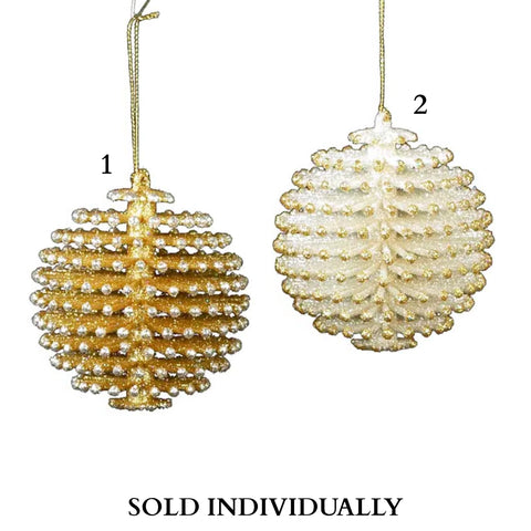 Silver and Gold Pinecone Ball Ornaments (2 Styles – Sold individually)