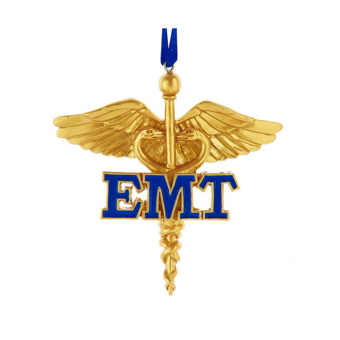 Gold Caduceus Emergency Medical Technician EMT Ornament, 3.875"