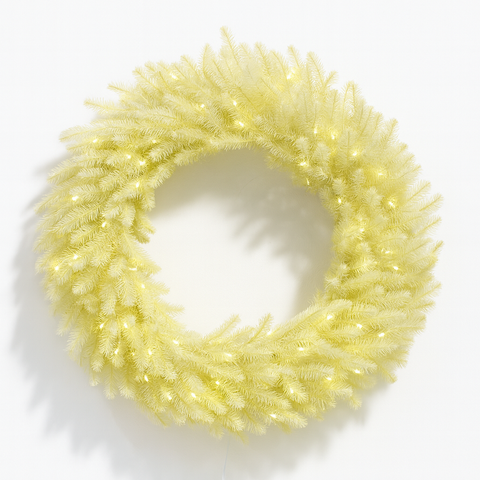 White Wreath, LED Lit, 36"