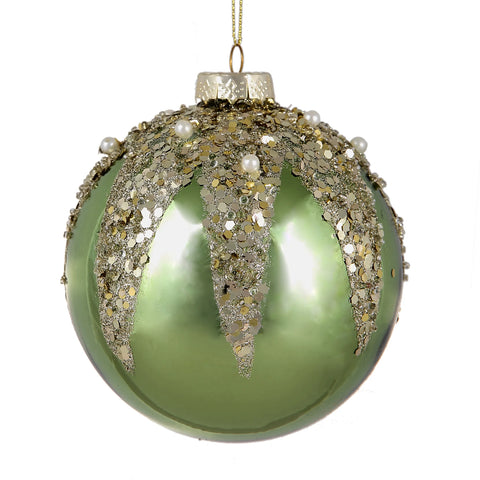 Shiny Glitter/Beads & Pearl Ball Ornament, 4.7" (120mm)