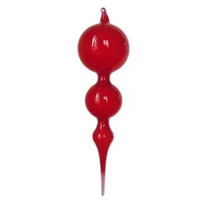 Glass Bubblegum Finial Ornament, 11" (Red)