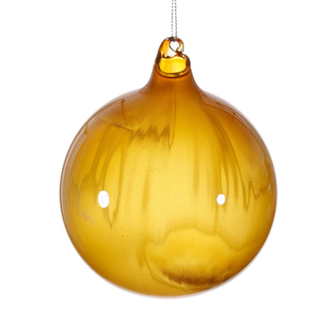 Gold Metallic Marble Glass Ball Ornament, 4" (100mm) (Set of 3)