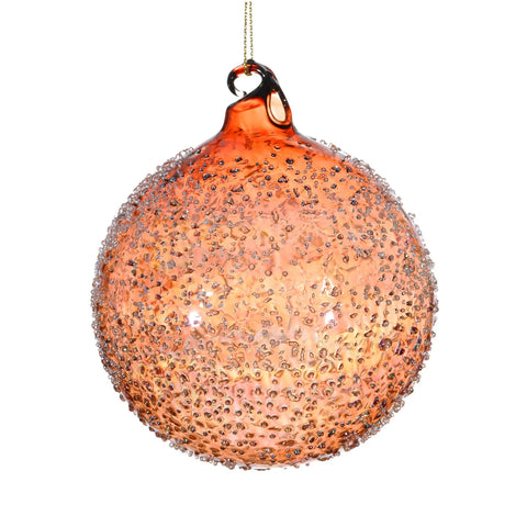 Bronze Beaded Glass Ball Ornament, 4" (100mm)