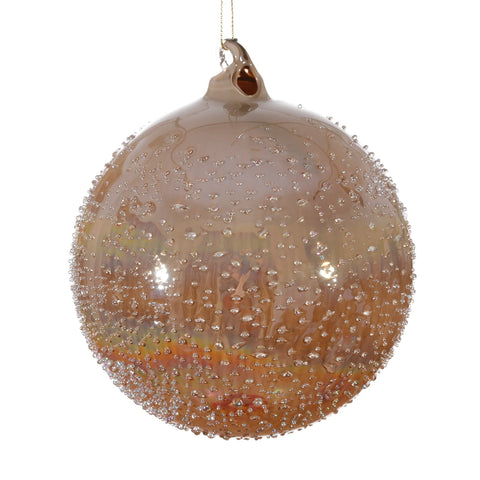 Brown Beaded Glass Ball Ornament, 4.7" (120mm)