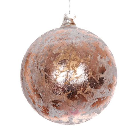 Gold & Bronze Filigree Leaf Ball Ornament, 4.7" (120mm)