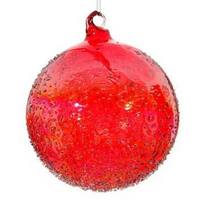 Red Beaded Ball Ornament, 4.7" (120mm)