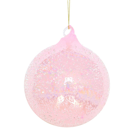 Pink Beaded Glass Ball Ornament, 4" (100mm)