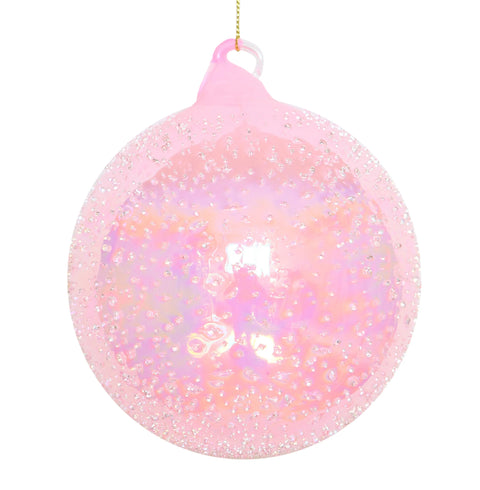 Pink Beaded Glass Ball Ornament, 4.7" (120mm)