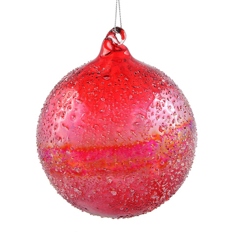 Red Beaded Glass Ball Ornament, 6" (150mm)