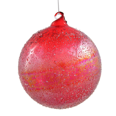 Red Beaded Ball Ornament, 4.7" (120mm)