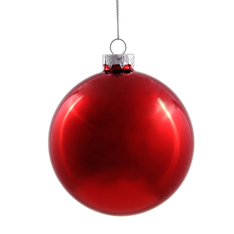 Red Metallic Shiny Ball Ornament, 6" (150mm)