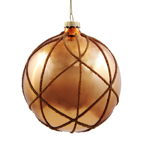 Shiny Ball W/ Bead Overlay Ornament, 4.7" (120mm)