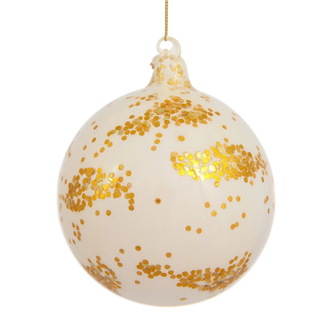 White Sequin Ball Ornament, 4.7" (120mm)